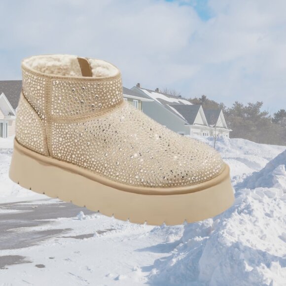 NWT - Wild Fable Missy Memory Foam Platform Bootie Rhinestone Embellishments - 8 - Picture 3 of 7